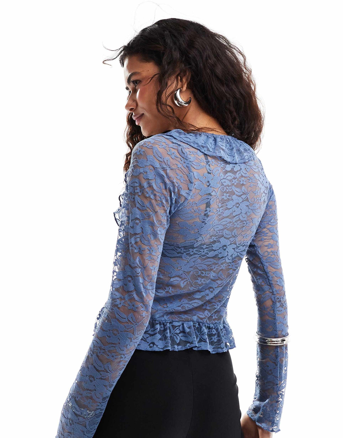 Noemi Ruffle Lace Cardigan Top