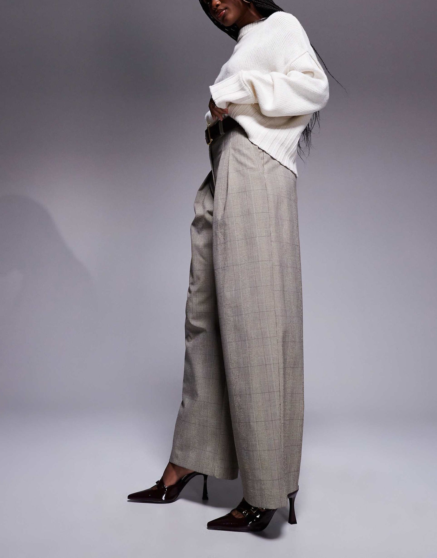 Checked Wide Leg Trouser