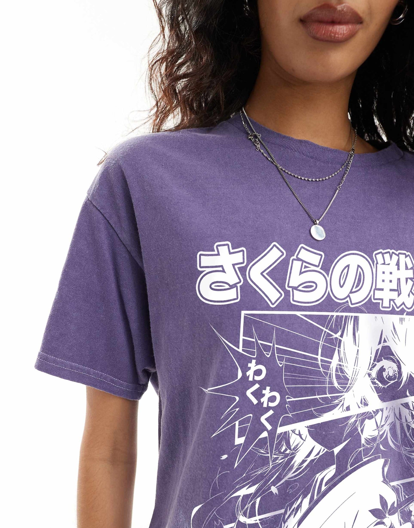 Sakura Manga Graphic T-Shirt Front Print