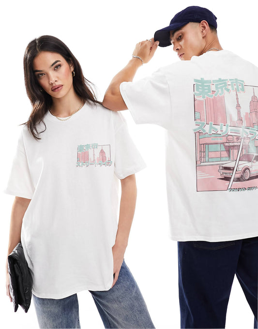 Tokyo Car Graphic T-Shirt Front And Back Print