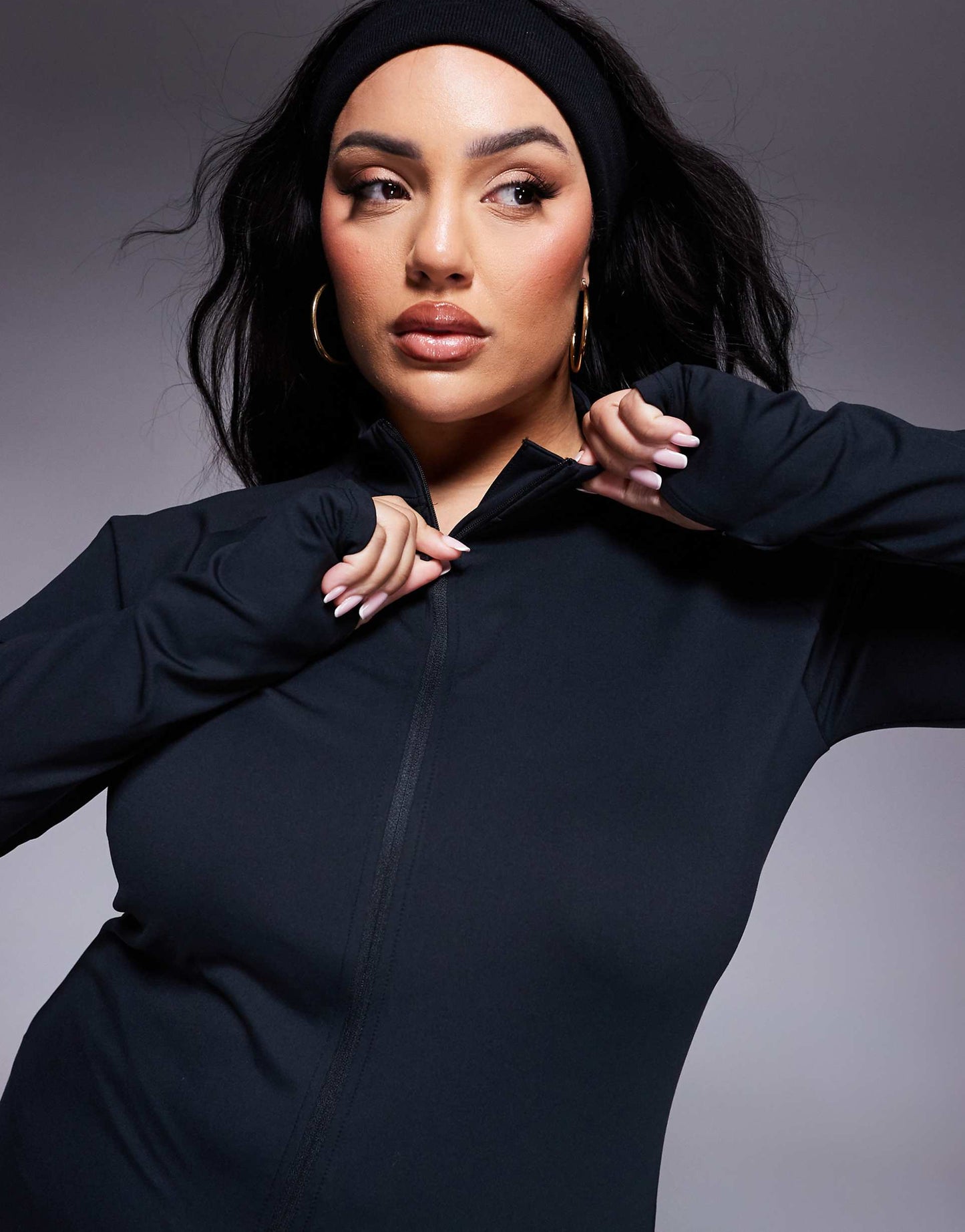 Curve Icon Soft Touch Zip Up Performance Long Sleeve Top