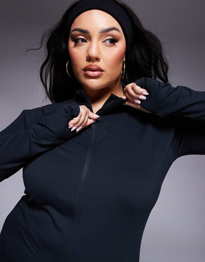 Curve Icon Soft Touch Zip Up Performance Long Sleeve Top