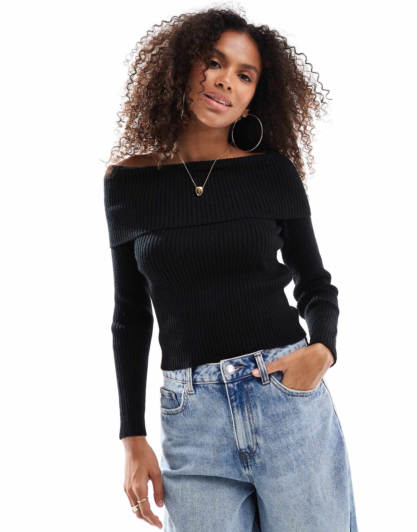 Off Shoulder Knitted Jumper