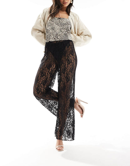 Wide Leg Lace Trousers