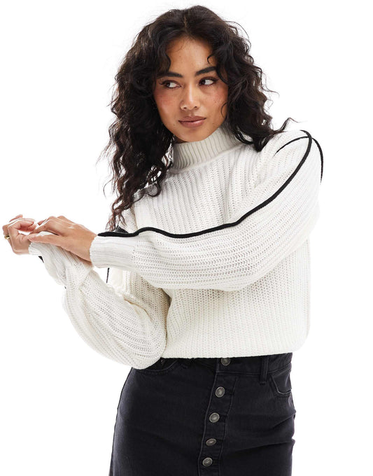 Knitted Drop Shoulder High Neck Jumper