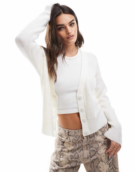 Button Through Fisherman Knit Cardigan