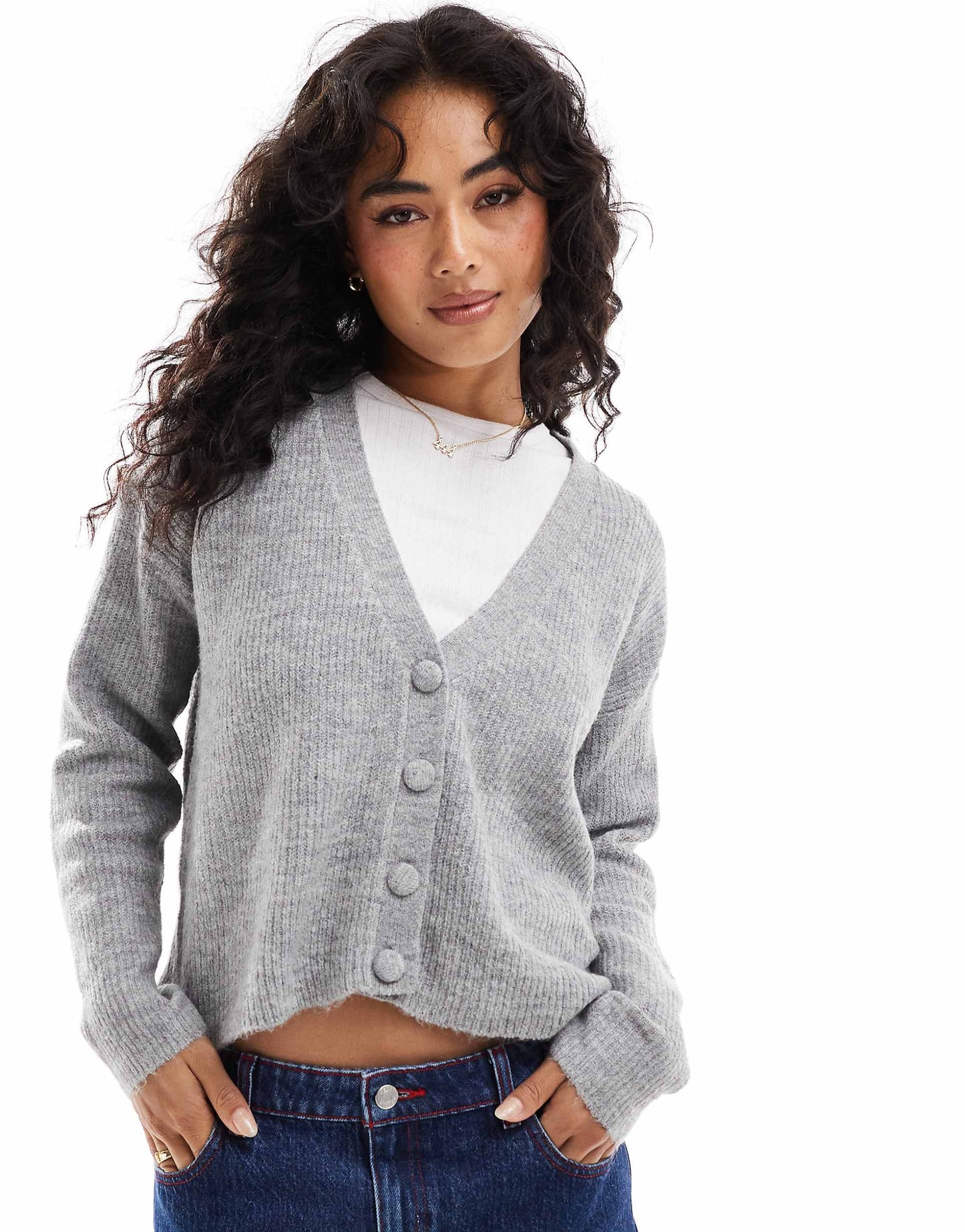 Button Through Fisherman Knit Cardigan