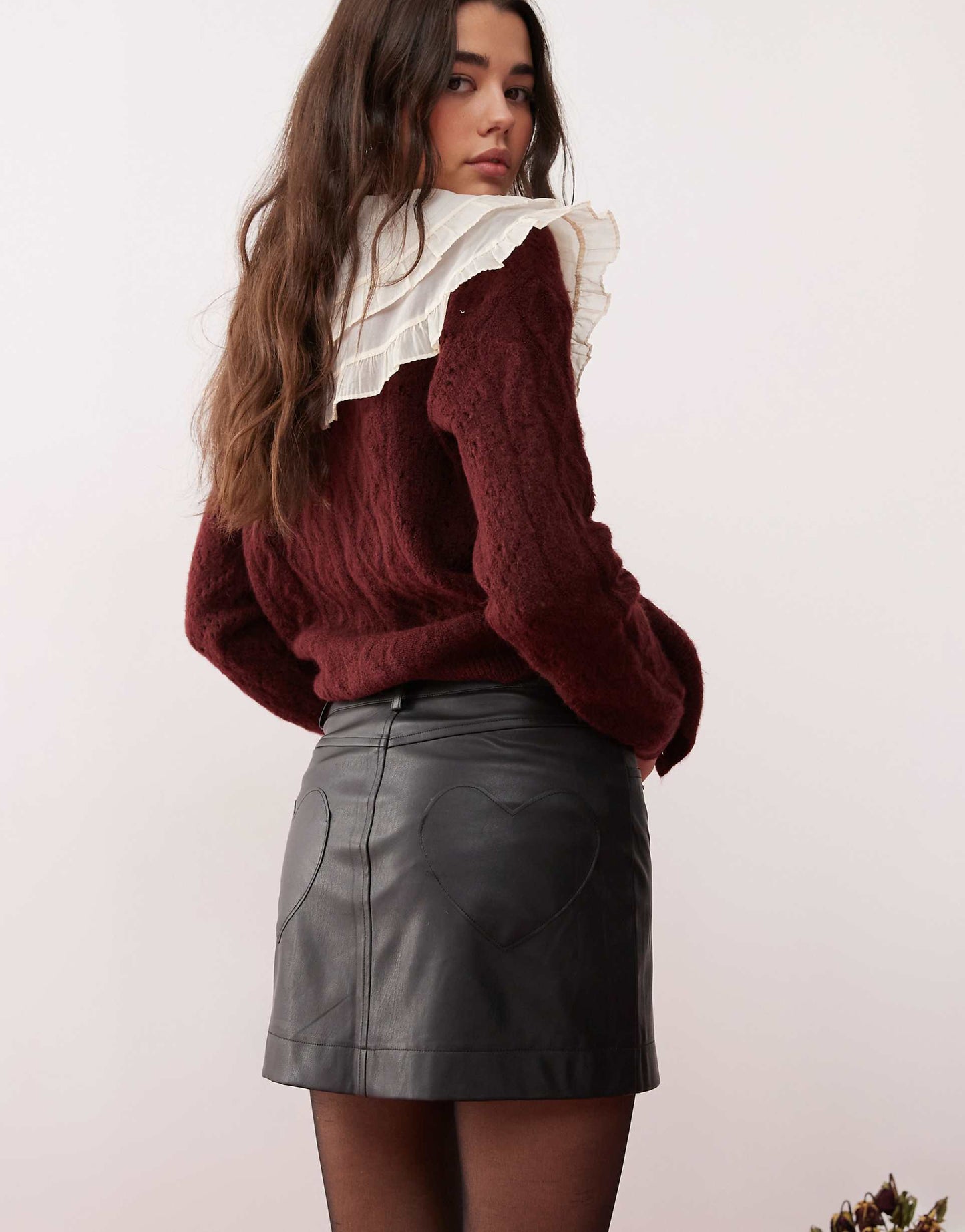 Faux Leather Heart Pocket Mini Skirt