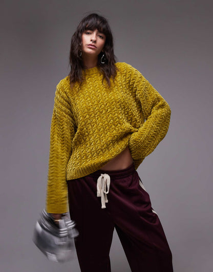 Knitted Chunky Oversized Cable Chenille Jumper