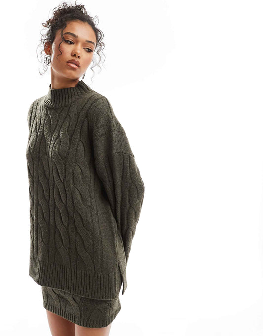 Cable Knit Roll Neck Jumper Co-Ord