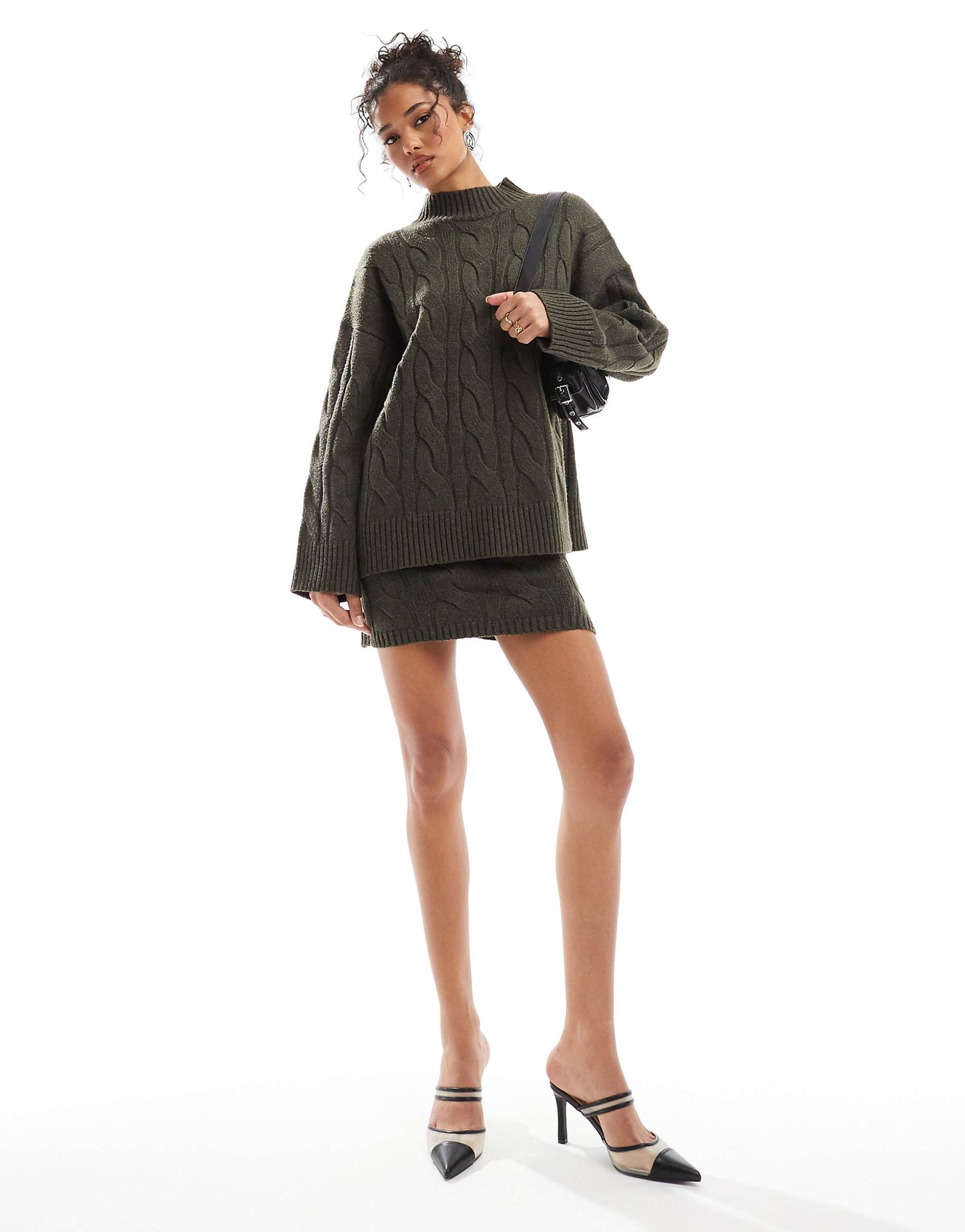 Cable Knit Roll Neck Jumper Co-Ord