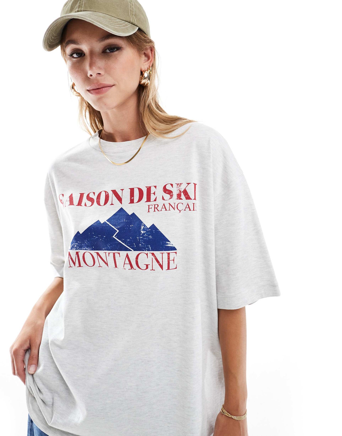 Oversized T-Shirt With Saison De Ski Graphic