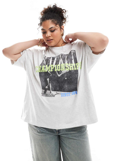 Curve Oversized T-Shirt With Tennis Championships Graphic