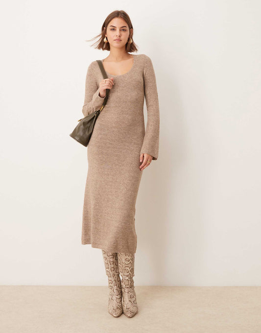 Scoop Neck Knit Midaxi Dress