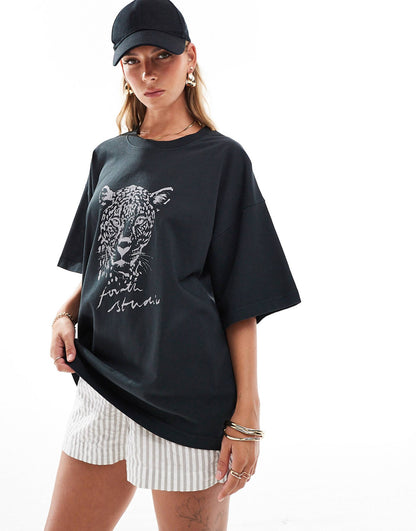 Catwalk Leopard Motif T-Shirt