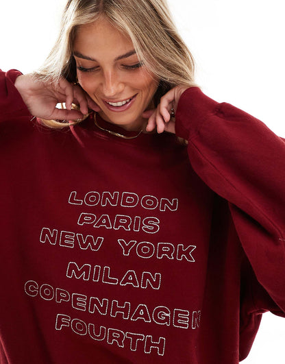 Fashion Week Cities Motif Sweatshirt