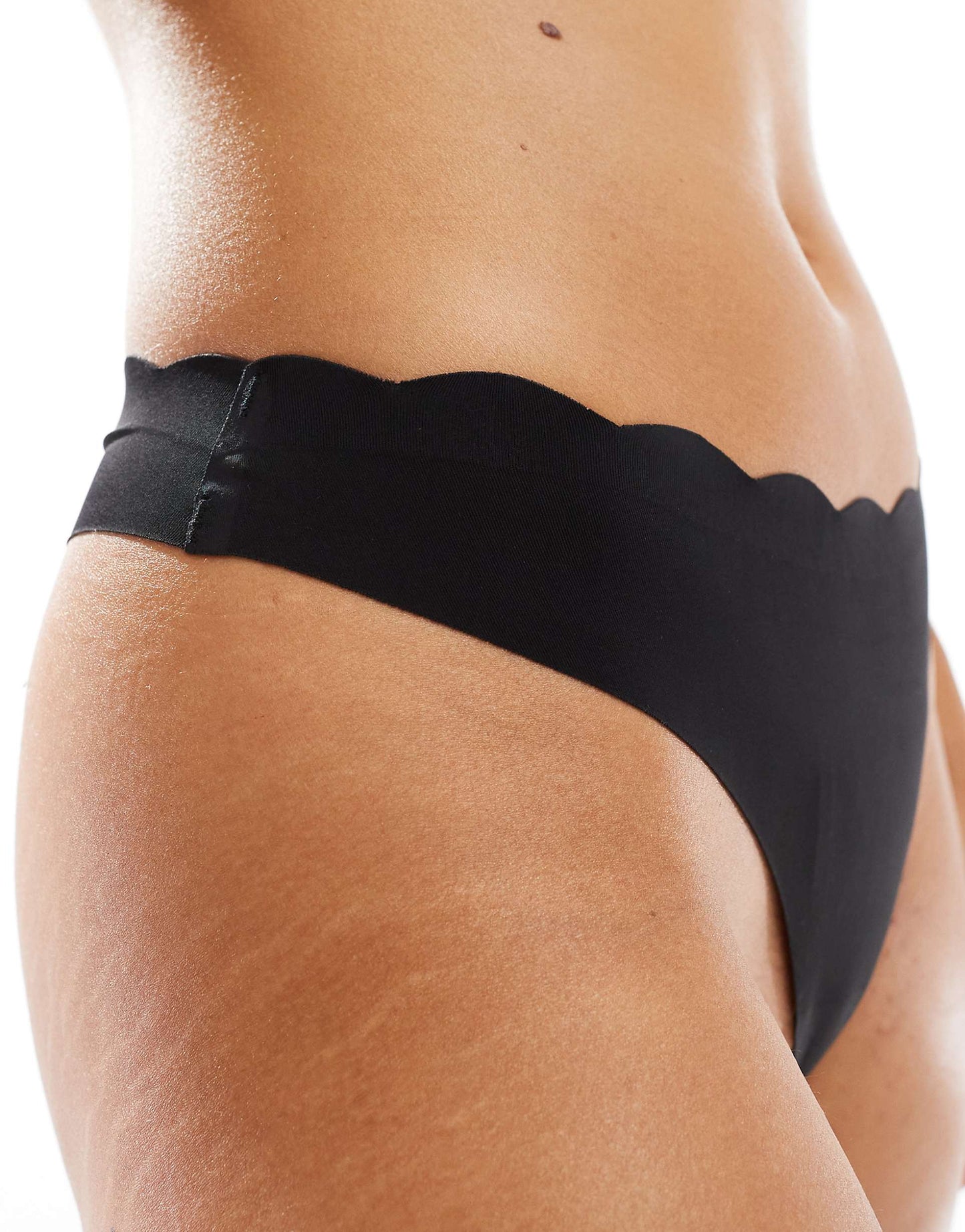 Jersey Scalloped Detail Microfiber Thong