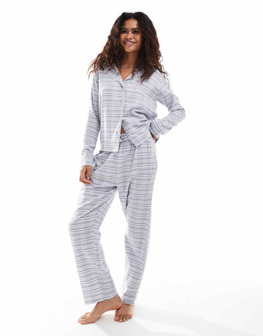 Check Shirt And Trouser Pyjama Set