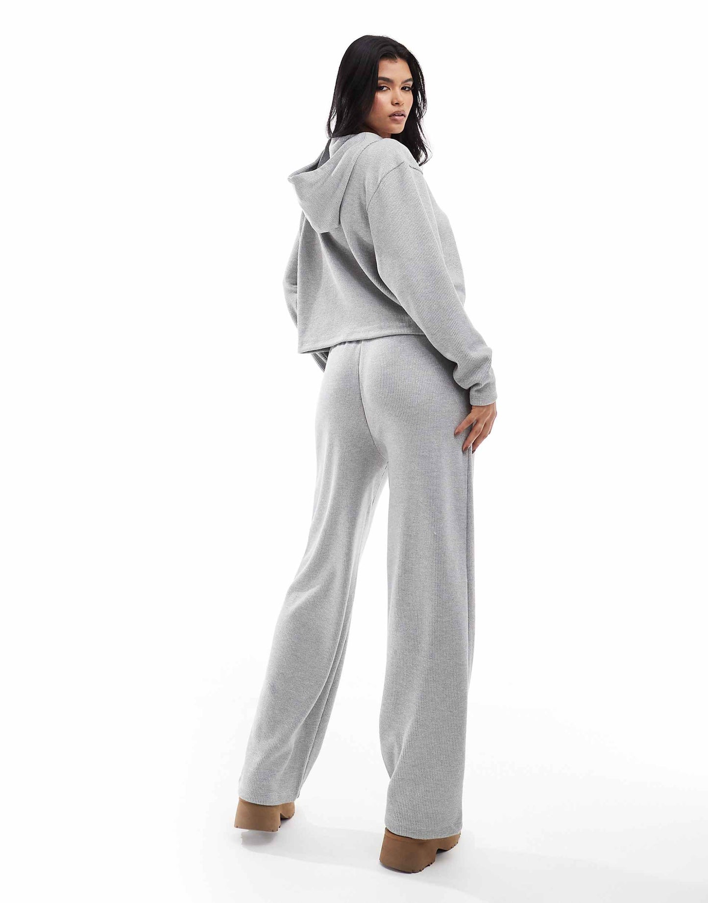 Lounge Glitter Waffle Hoodie & Wide Leg Trouser Set