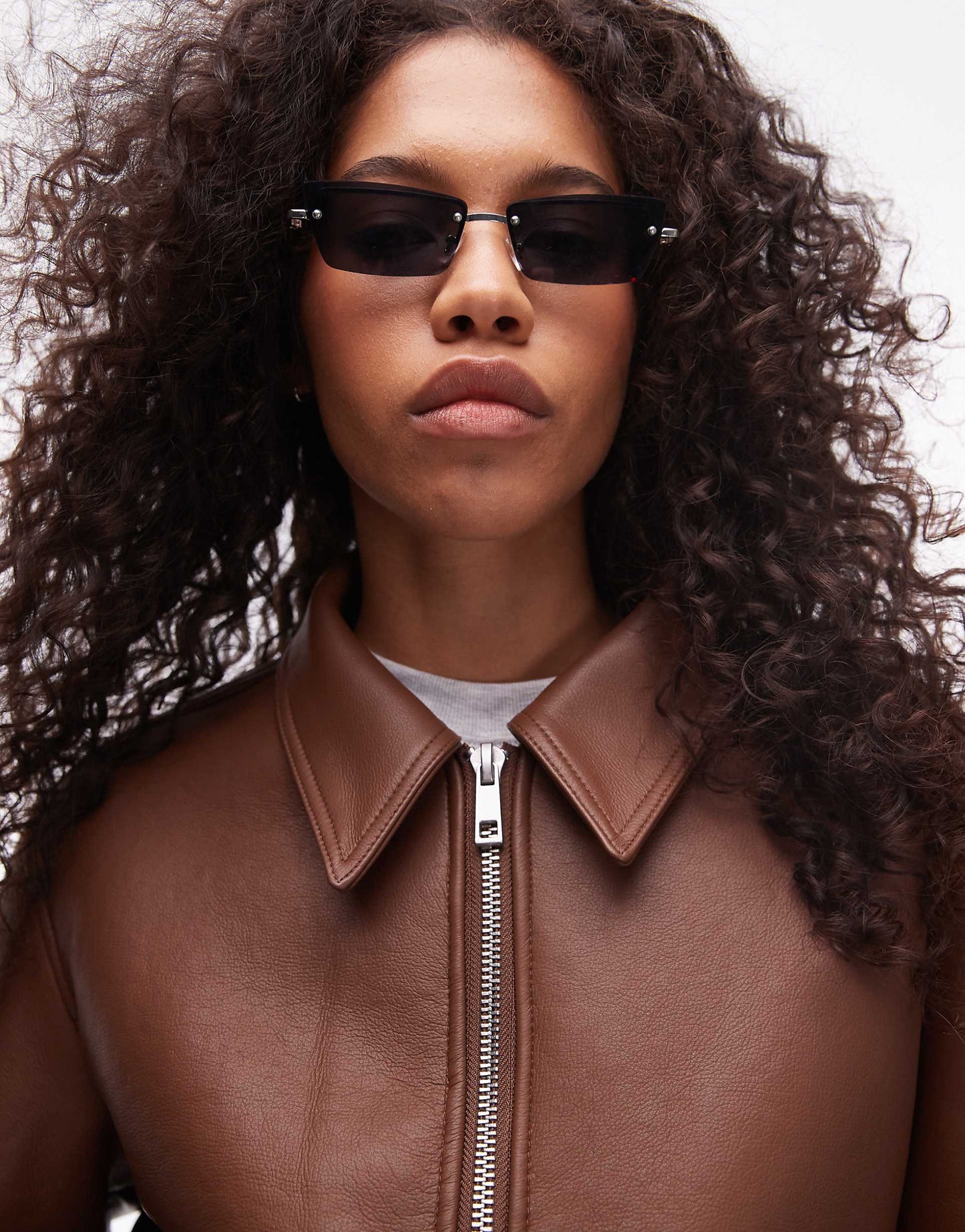Faux Leather Shearling Bomber Jacket