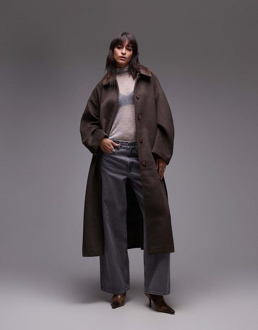 Belted Long Line Formal Coat