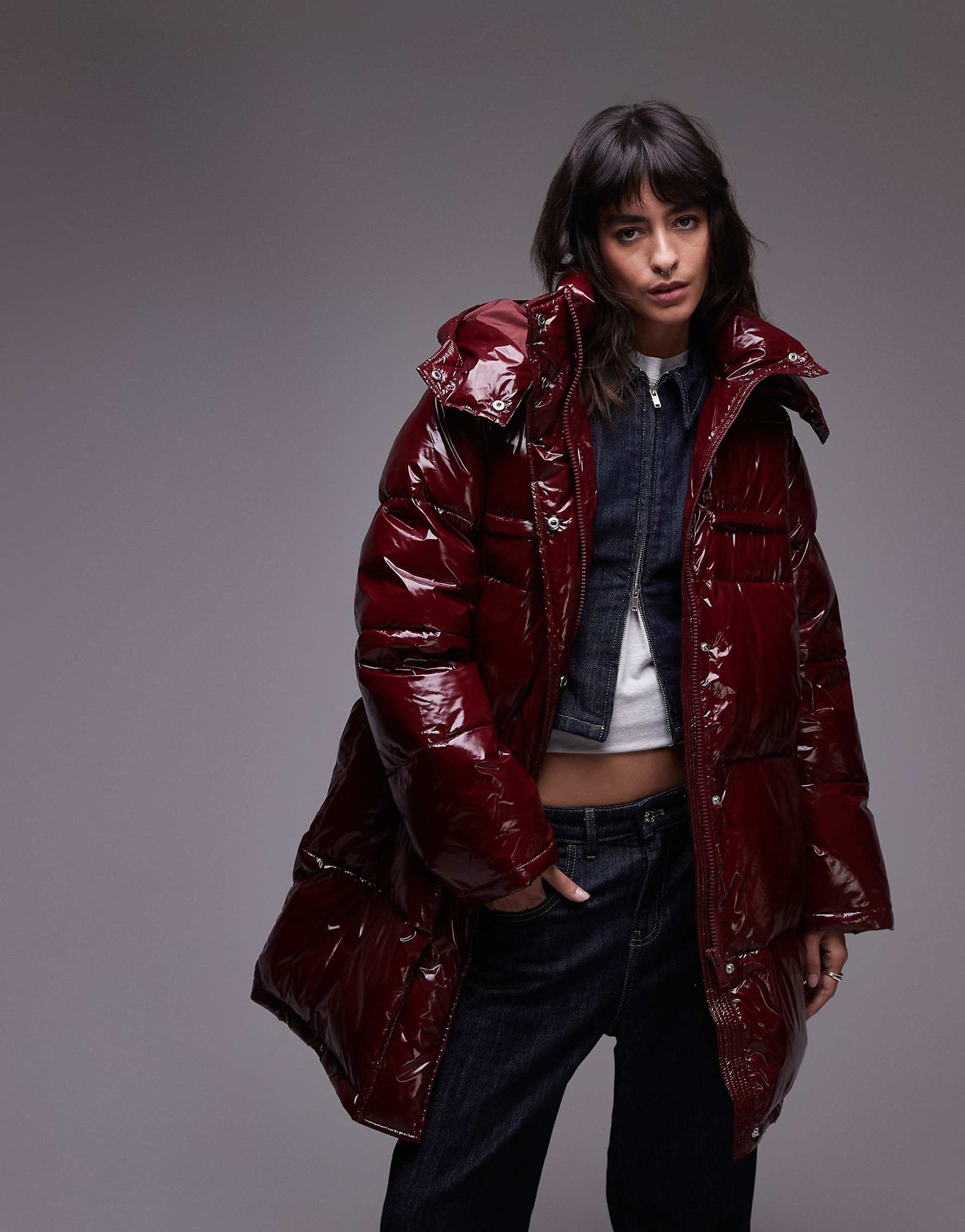 Mid Length Puffer Jacket With Hood