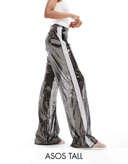 Tall Sequin Trouser With Contrast Panel