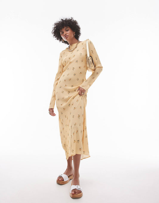 Long Sleeve Slash Neck Maxi Dress