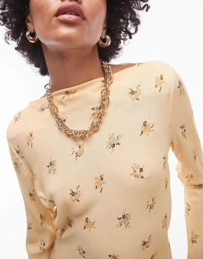 Long Sleeve Slash Neck Maxi Dress