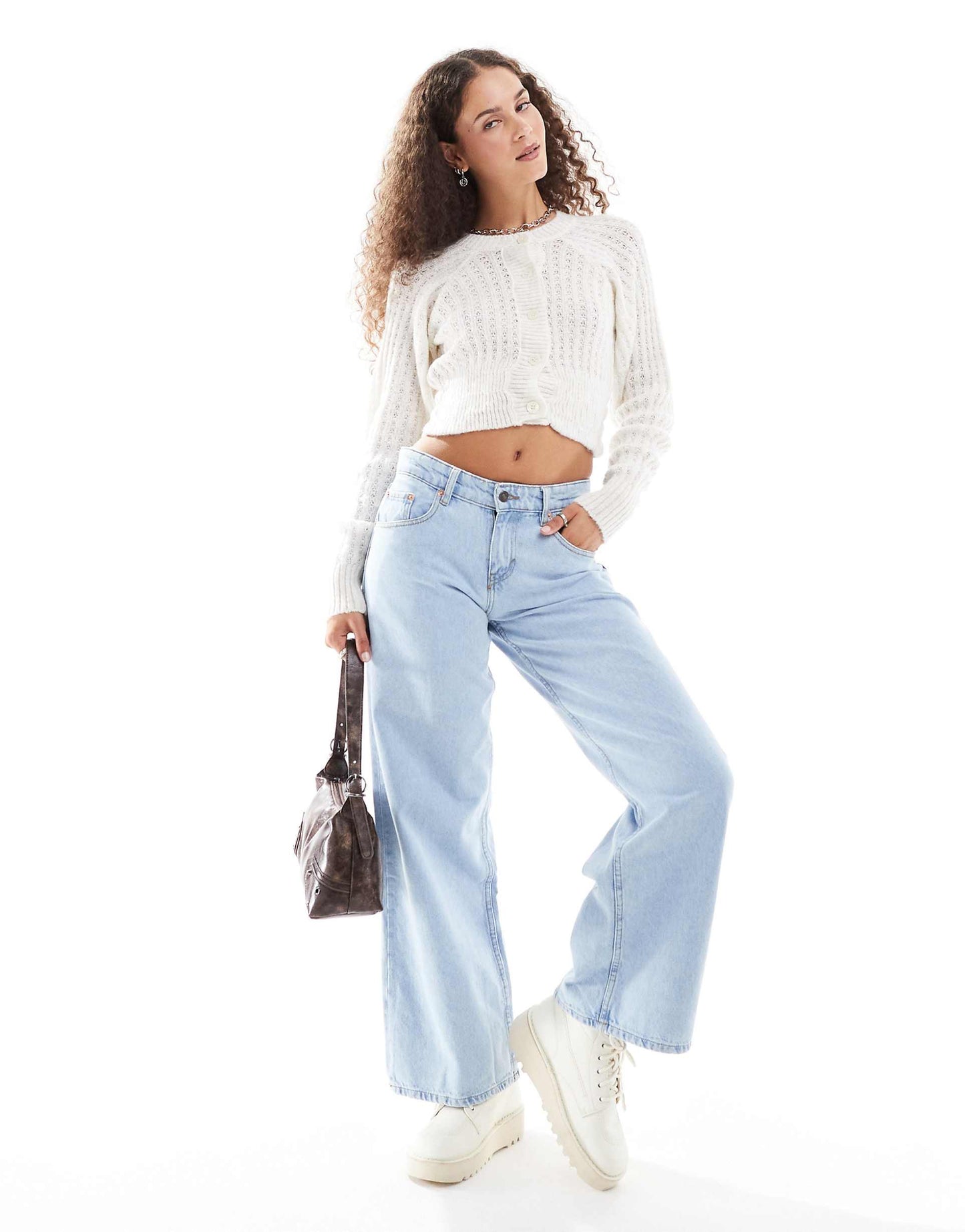 Knit Button Up Cropped Cardi