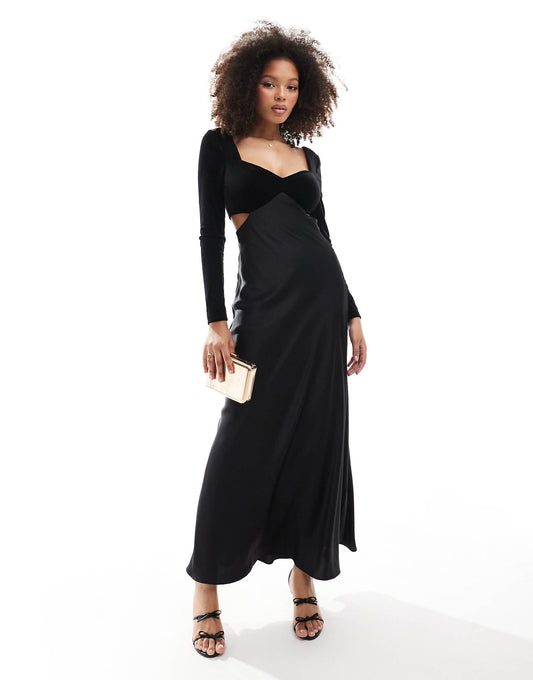 Velvet Satin Maxi Dress