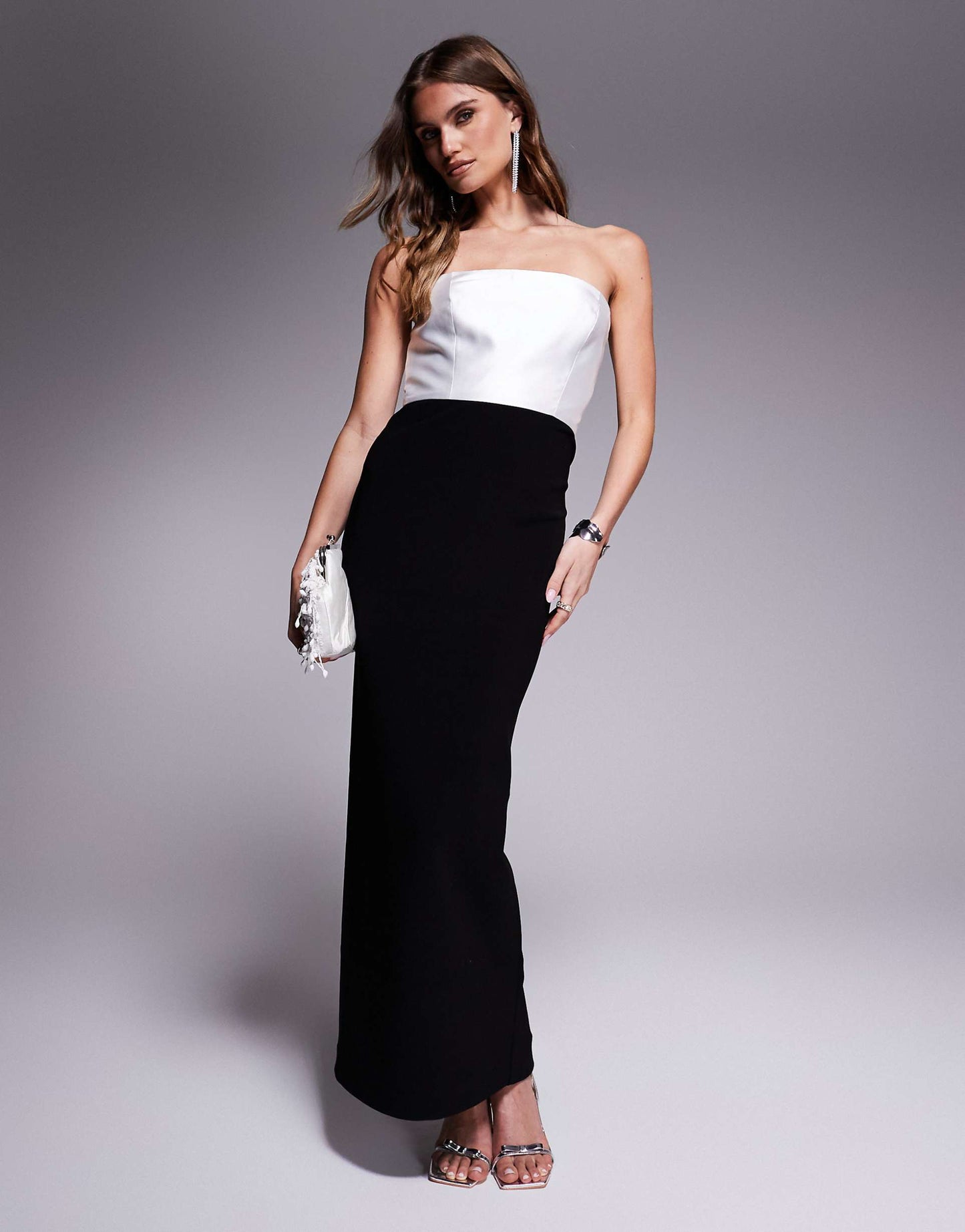 Contrast Drape Maxi Dress