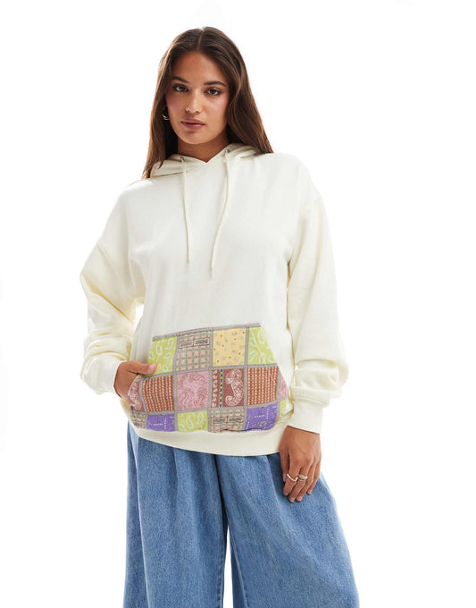 Patchwork Pullover Hooded Sweatshirt