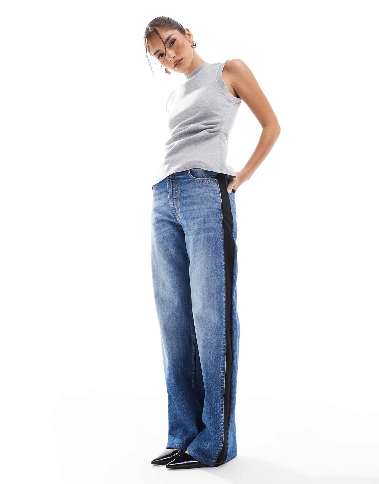 Wide Leg Jeans With Tailored Waistband