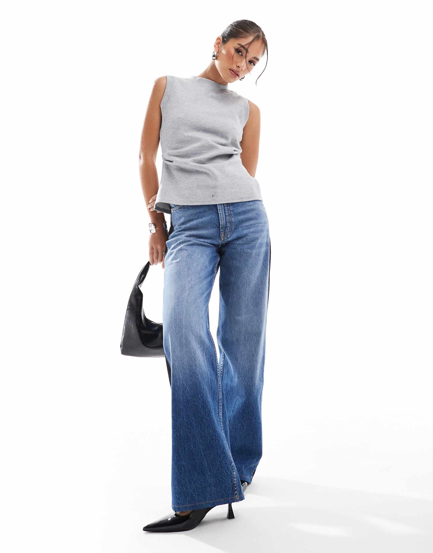 Wide Leg Jeans With Tailored Waistband