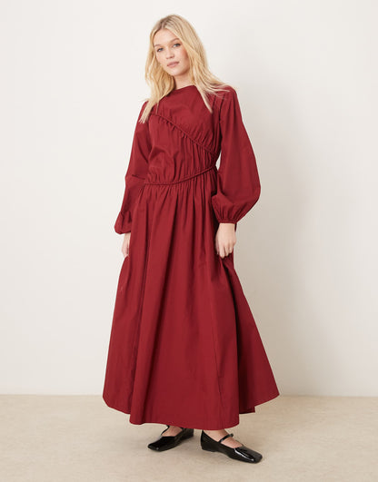 Asymmetric Ruched Maxi Dress