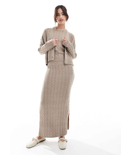 Aware Cable Knit Boxy Cardigan Co-Ord