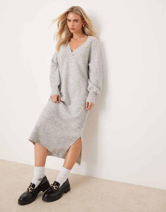 Petite Oversized Soft Ribbed Jumper Dress