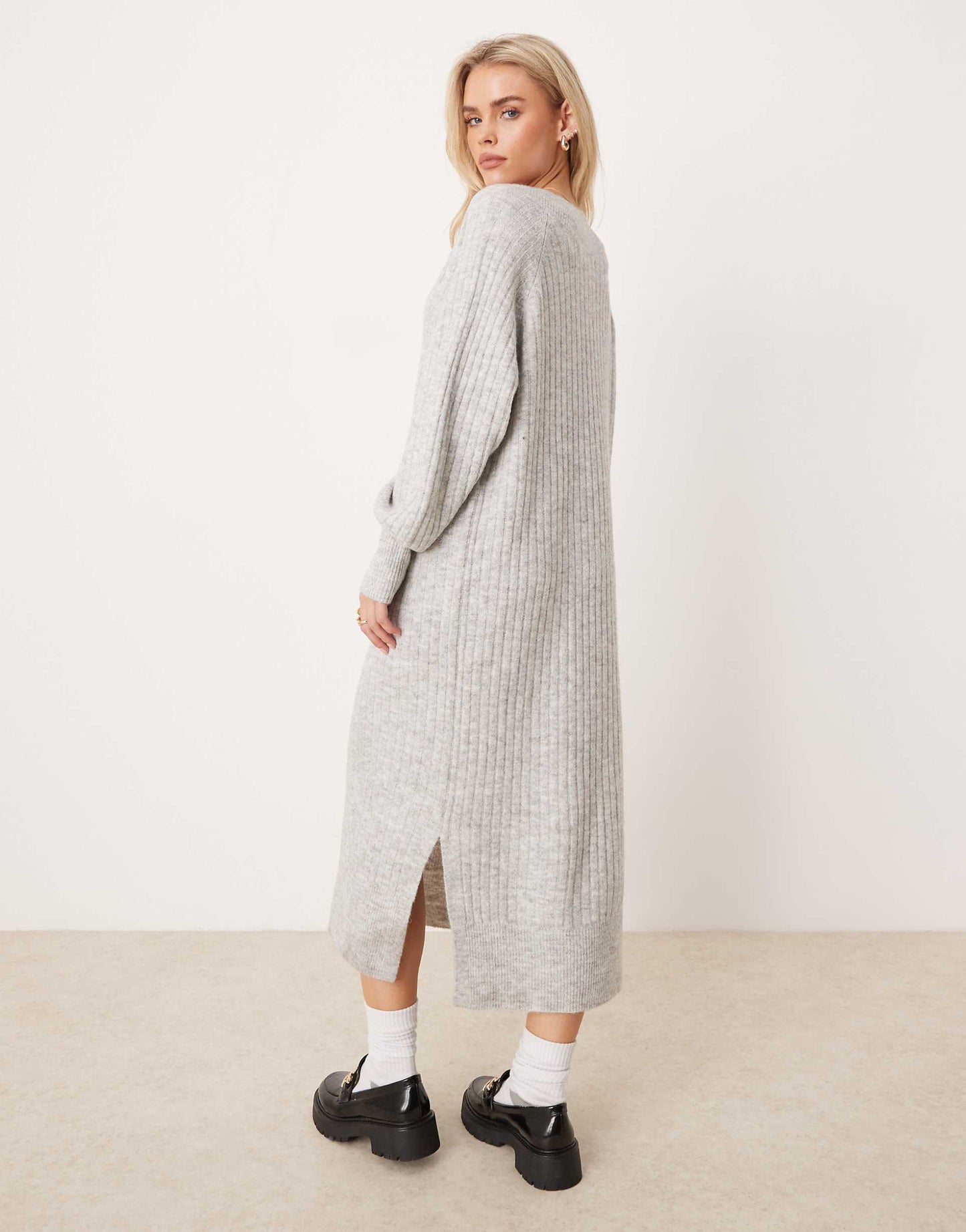 Petite Oversized Soft Ribbed Jumper Dress