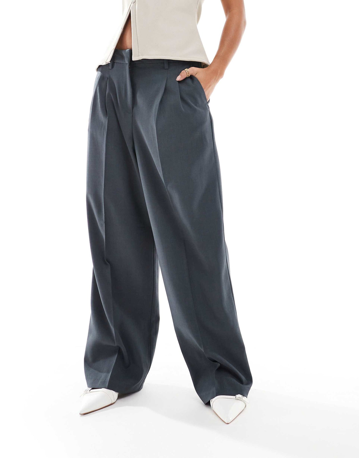 Petite Rita Tailored Wide Leg Dad Trousers