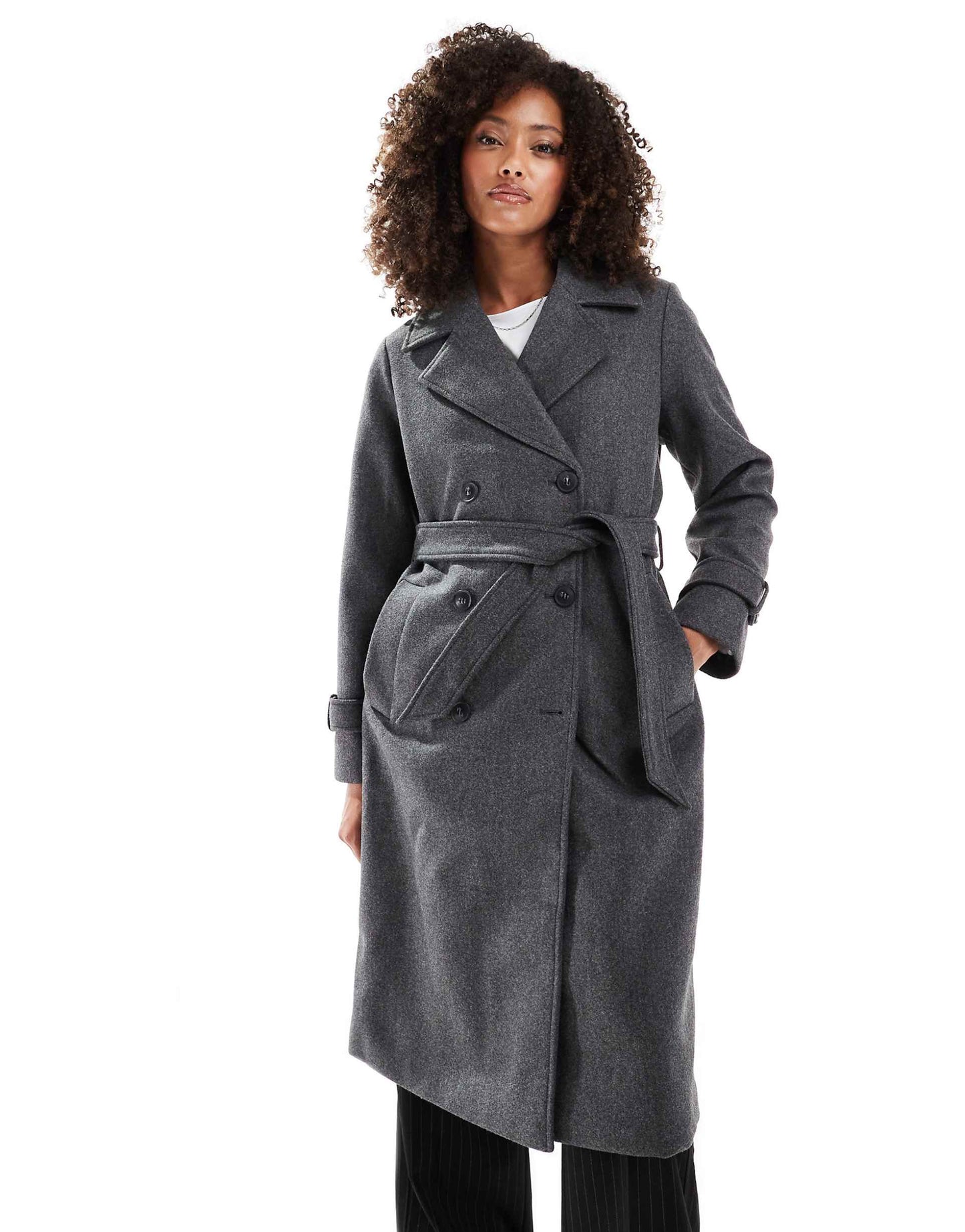 Double Breasted Belted Midi Coat