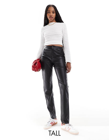 Tall Leather Look Cigarette Trouser