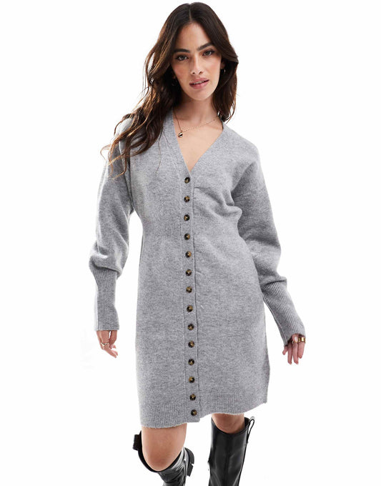 Buttondown Knitted Mini Dress