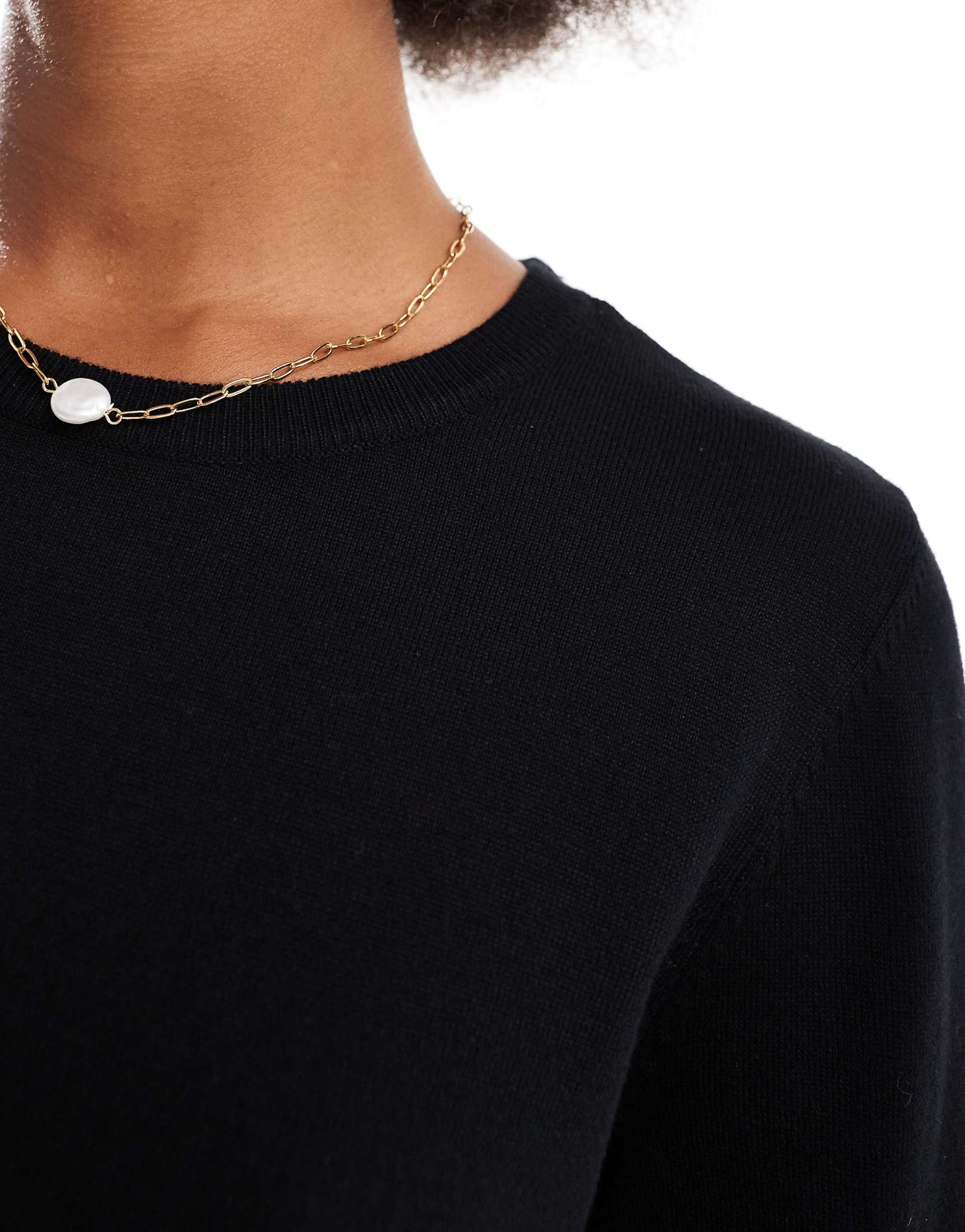 Tall Round Neck Knitted Jumper In Black