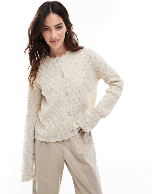 Textured Scalloped Cardigan