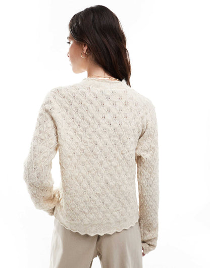 Textured Scalloped Cardigan