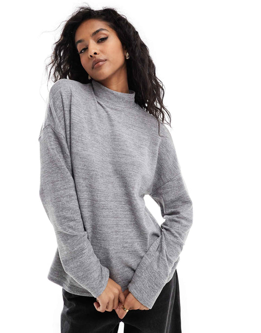 High Neck Oversized Jersey Top