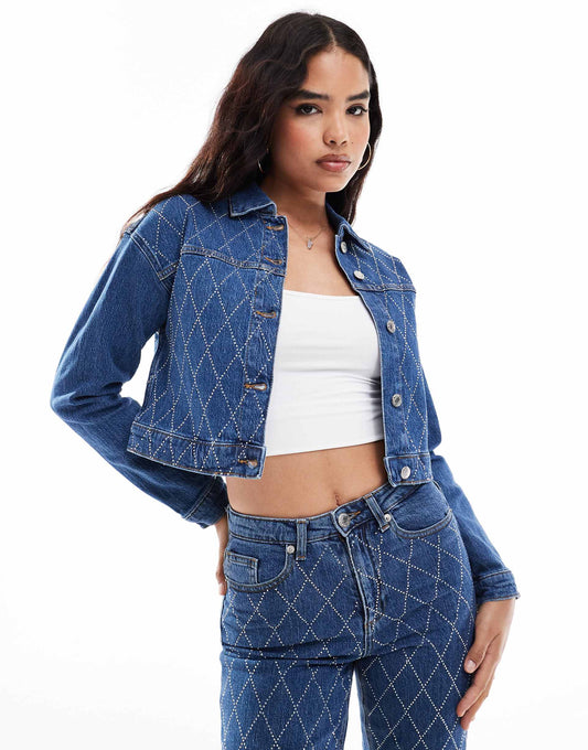 Rhinestone Denim Jacket Co-Ord