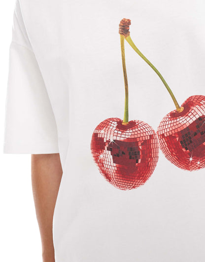 Oversized T-Shirt With Disco Cherry Graphic