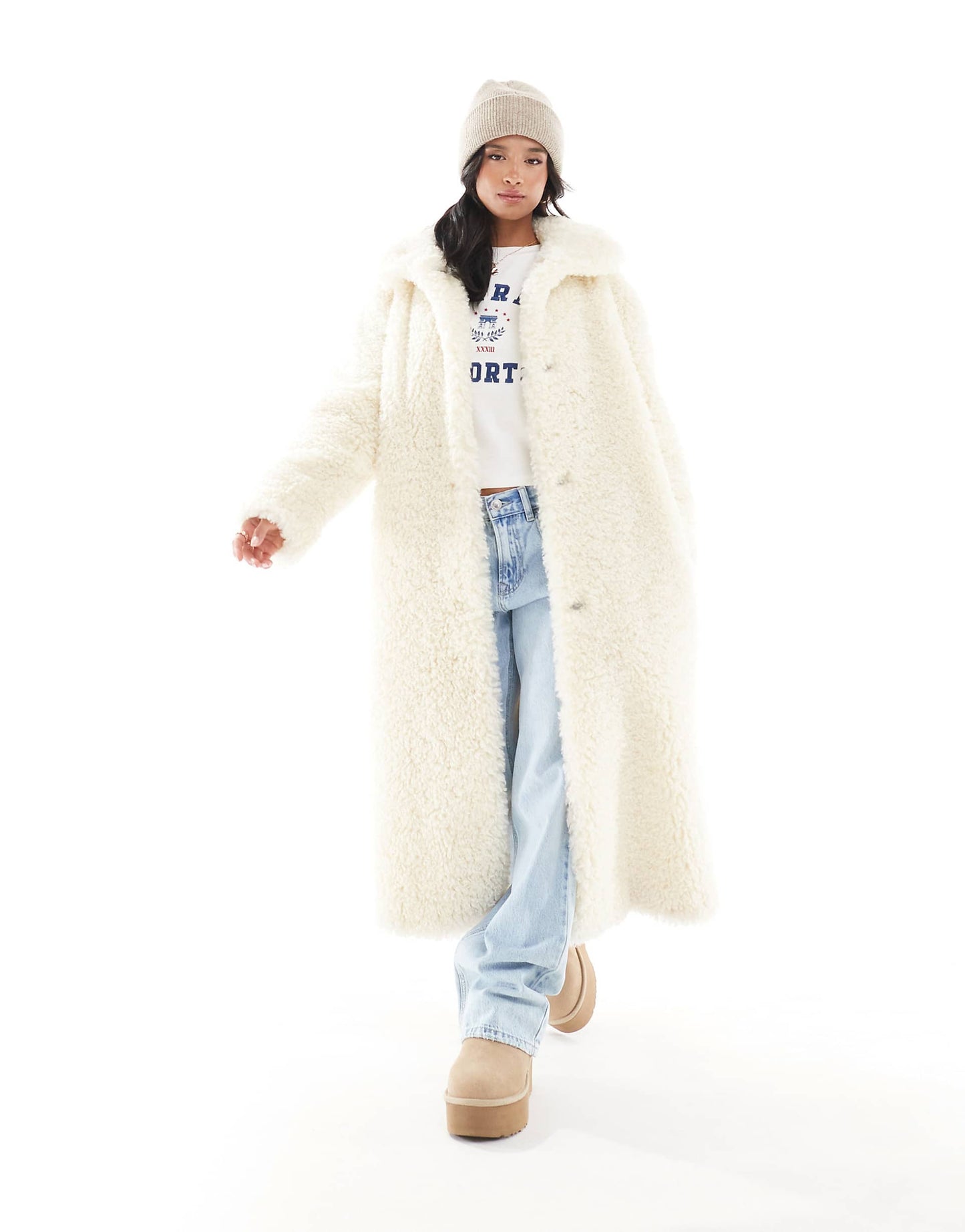 Petite Longline Curly Borg Coat